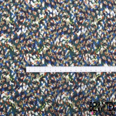 Fibranne viscose imprimé pois noir palmier rouge fond blanc