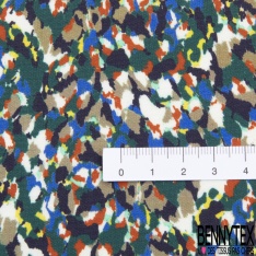 Fibranne viscose imprimé pois noir palmier rouge fond blanc