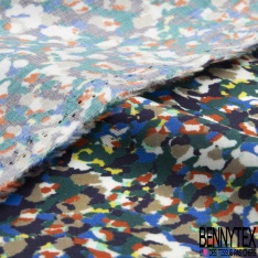 Fibranne viscose imprimé pois noir palmier rouge fond blanc