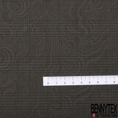 Gabardine coton sergé élasthanne cartonnée floquée rond et feuille ton panais