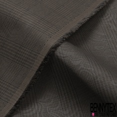 Gabardine coton sergé élasthanne cartonnée floquée rond et feuille ton panais