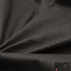 Gabardine coton sergé élasthanne cartonnée floquée rond et feuille ton panais