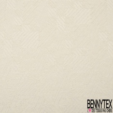 Brocart Coton motif Floral Tropical Lurex Cuivre fond Blanc cassé