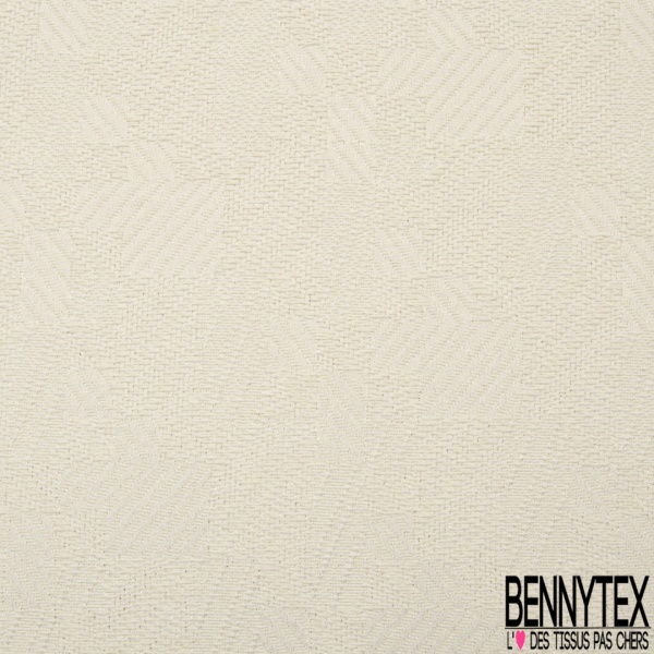 Brocart Coton motif Floral Tropical Lurex Cuivre fond Blanc cassé