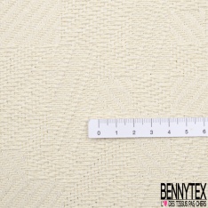 Brocart Coton motif Floral Tropical Lurex Cuivre fond Blanc cassé