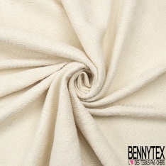Brocart Coton motif Floral Tropical Lurex Cuivre fond Blanc cassé