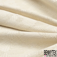 Brocart Coton motif Floral Tropical Lurex Cuivre fond Blanc cassé