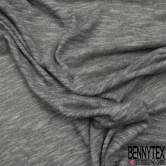 Coupon 3m maille viscose tee shirt chiné gris blanc cassé
