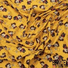 Jersey Coton Elasthanne motif hamster cow boy fond jaune spectral