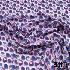 Satin de Coton Imprimé Motif Grande Fleur Peinte Blanche fond Noir
