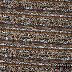 Jersey Coton Elasthanne motif bande fantaisie de peau de bête camaïeu de marron