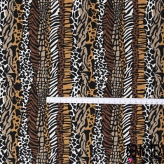 Jersey Coton Elasthanne motif bande fantaisie de peau de bête camaïeu de marron