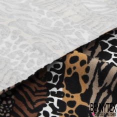 Jersey Coton Elasthanne motif bande fantaisie de peau de bête camaïeu de marron