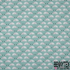 Jersey Coton Elasthanne motif petite souris mignonnette fond bleu du Nil