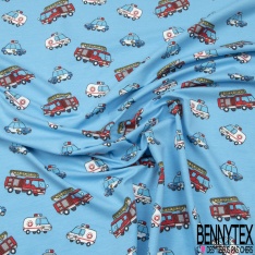 Jersey Coton Elasthanne motif petits animaux sauvages fond brun de cuir