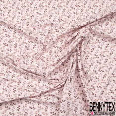 Jersey Coton Elasthanne motif petite branche fond rose crème