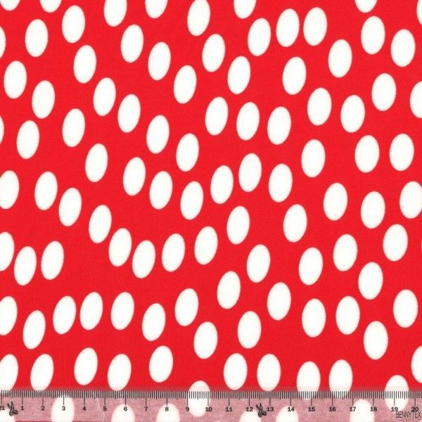 Jersey Cristal Polyester Rond Blanc Fond Rouge Jersey Cristal Polyester Rond Blanc Fond Rouge