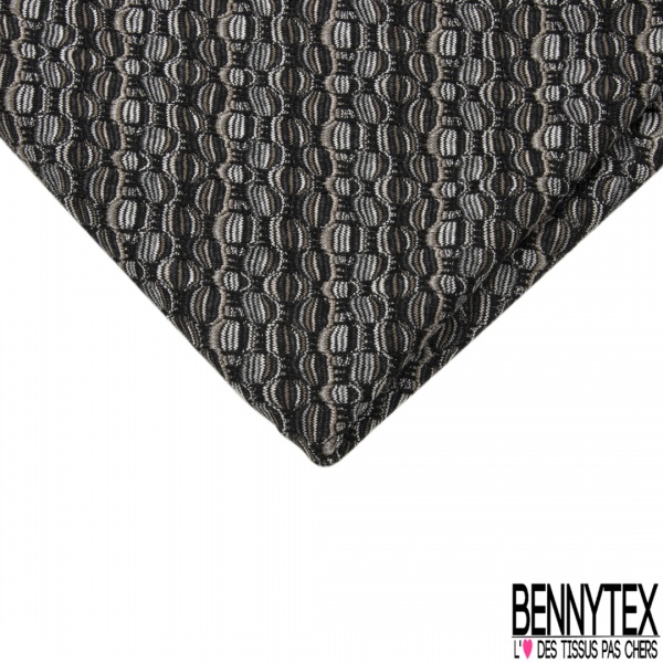 Coupon 3m jersey jacquard gaufré motif ethnique ton sur ton lie de vin