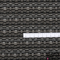 Coupon 3m jersey jacquard gaufré motif ethnique ton sur ton lie de vin