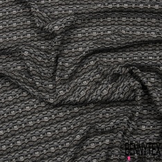 Coupon 3m jersey jacquard gaufré motif ethnique ton sur ton lie de vin
