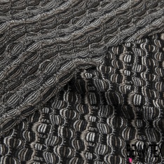 Coupon 3m jersey jacquard gaufré motif ethnique ton sur ton lie de vin
