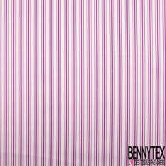 Satin de soie élasthanne imprimé fine rayure verticale henné rose pâle
