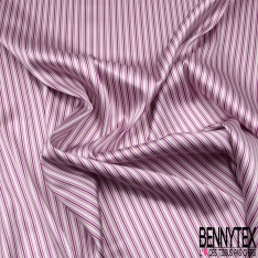 Satin de soie élasthanne imprimé fine rayure verticale henné rose pâle