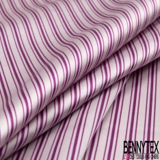 Satin de soie élasthanne imprimé fine rayure verticale henné rose pâle
