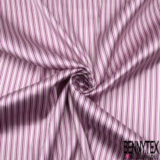 Satin de soie élasthanne imprimé fine rayure verticale henné rose pâle
