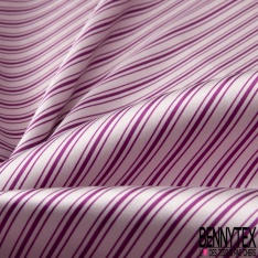Satin de soie élasthanne imprimé fine rayure verticale henné rose pâle