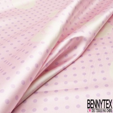 Satin de soie élasthanne imprimé grosse rose cubique ton bleu palais bleu pur fond fantaisie perle