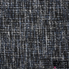 Natté de luxe noir camaïeu de bleu et blanc à sequins et lurex argent