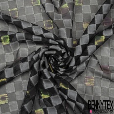 Mousseline de Soie Imprimé floral effet 3D ton orange brûlé noir bleu gobelin