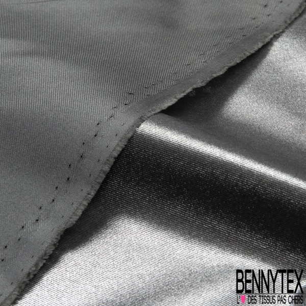 Twill de soie laqué craquelé argent petite laize
