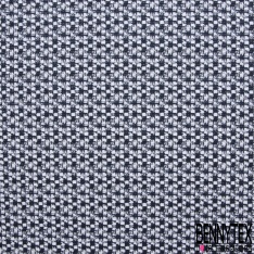 Brocart jacquard coton motif gros chevron écru indigo lurex argent fantaisie