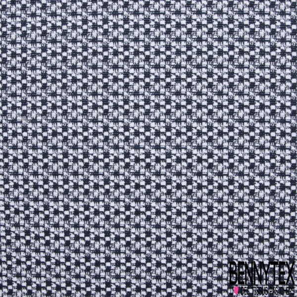 Brocart jacquard coton motif gros chevron écru indigo lurex argent fantaisie