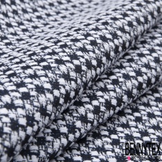 Brocart jacquard coton motif gros chevron écru indigo lurex argent fantaisie