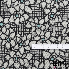 Brocart jacquard coton motif quadrillage blanc bleu nuit lurex bleu