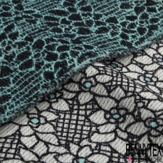Brocart jacquard coton motif quadrillage blanc bleu nuit lurex bleu