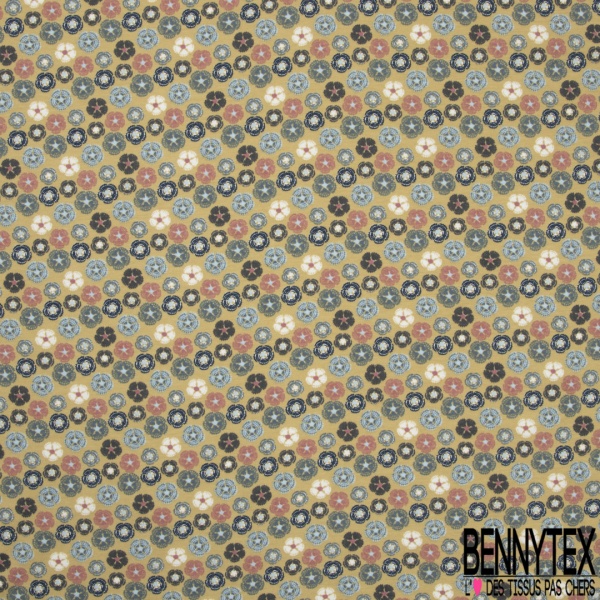 Jersey coton élasthanne Bio imprimé confetti vermicelle fond jaune pastel
