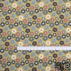Jersey coton élasthanne Bio imprimé confetti vermicelle fond jaune pastel