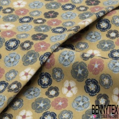 Jersey coton élasthanne Bio imprimé confetti vermicelle fond jaune pastel