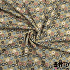Jersey coton élasthanne Bio imprimé confetti vermicelle fond jaune pastel