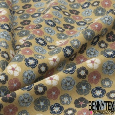 Jersey coton élasthanne Bio imprimé confetti vermicelle fond jaune pastel