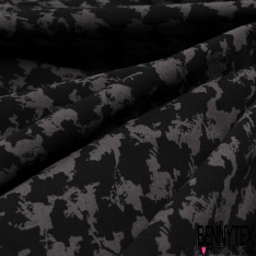 Coupon 3m stretch viscose élasthanne tailleur pantalon motif pied de coq stylisé noir pourpre
