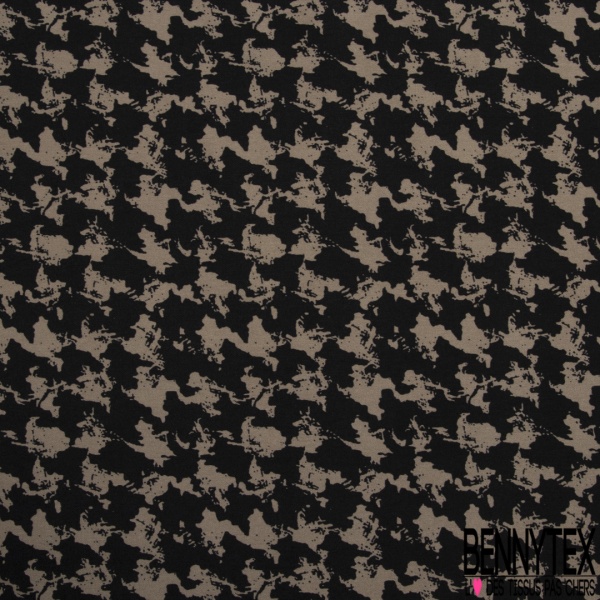 Coupon 3m stretch viscose élasthanne tailleur pantalon motif pied de coq stylisé noir souris