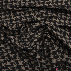 Coupon 3m stretch viscose élasthanne tailleur pantalon motif pied de coq stylisé noir souris