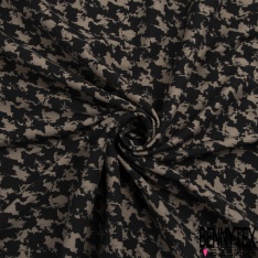 Coupon 3m stretch viscose élasthanne tailleur pantalon motif pied de coq stylisé noir souris