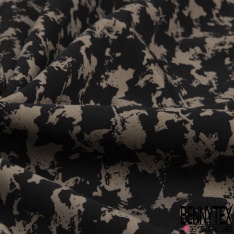 Coupon 3m stretch viscose élasthanne tailleur pantalon motif pied de coq stylisé noir souris