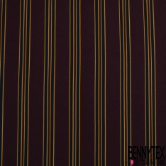 Coupon 3m crêpe polyester motif branchage naïf au trait ocre fond sang de taureau